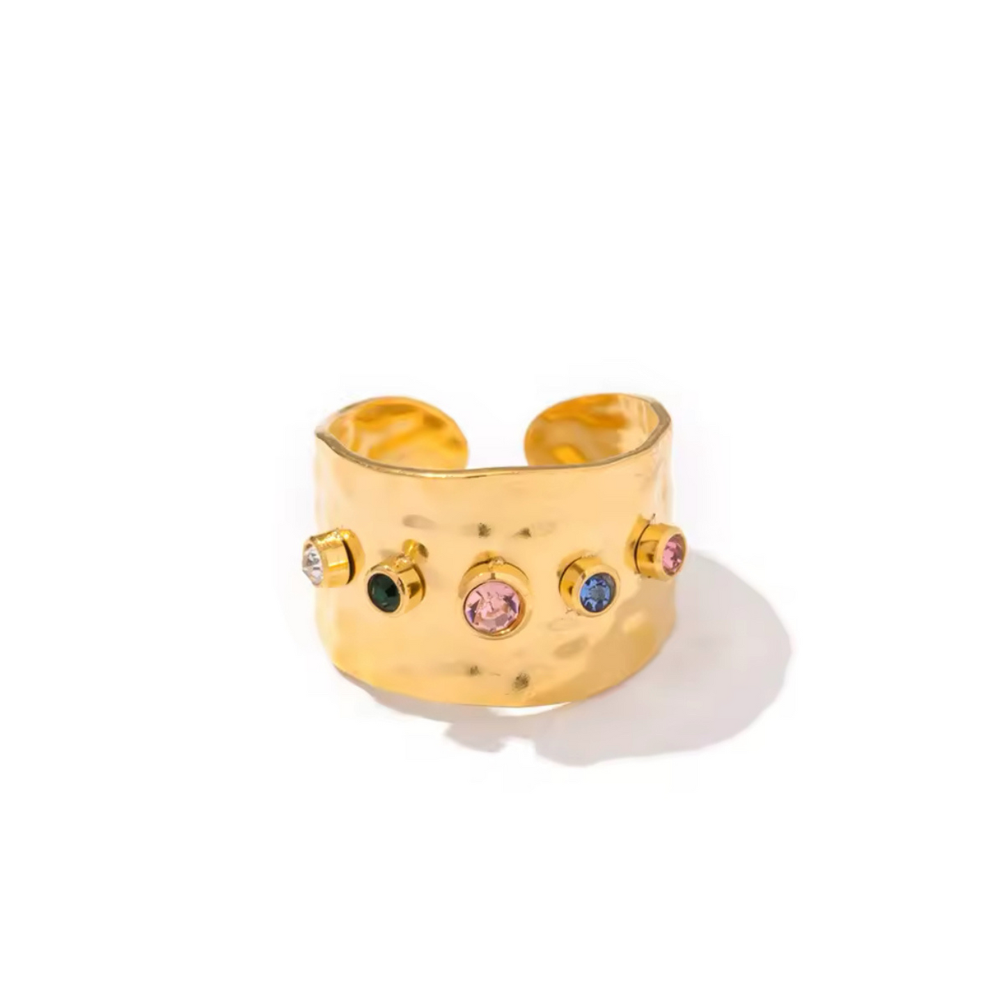 Wide Band Gemstone Ring