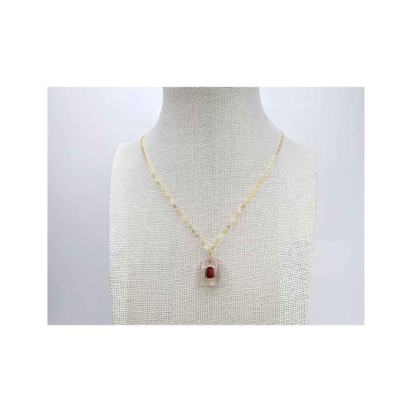 Rose Quartz Garnet Gold Vermeil Necklace