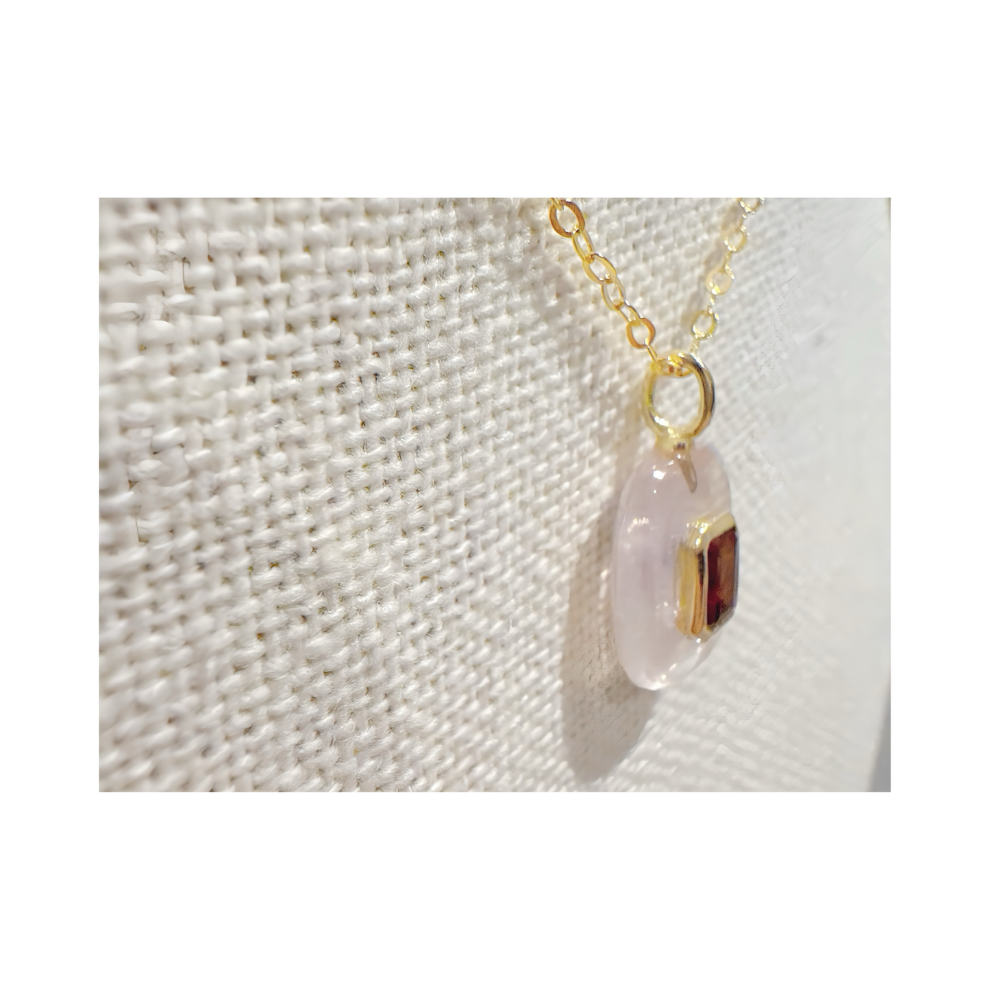Rose Quartz Garnet Gold Vermeil Necklace