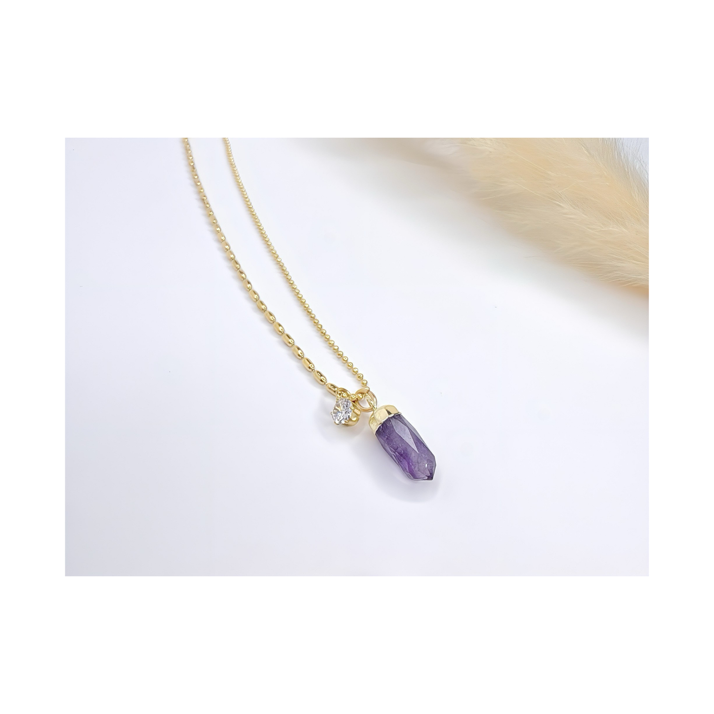 Amethyst Spike Necklace Gold