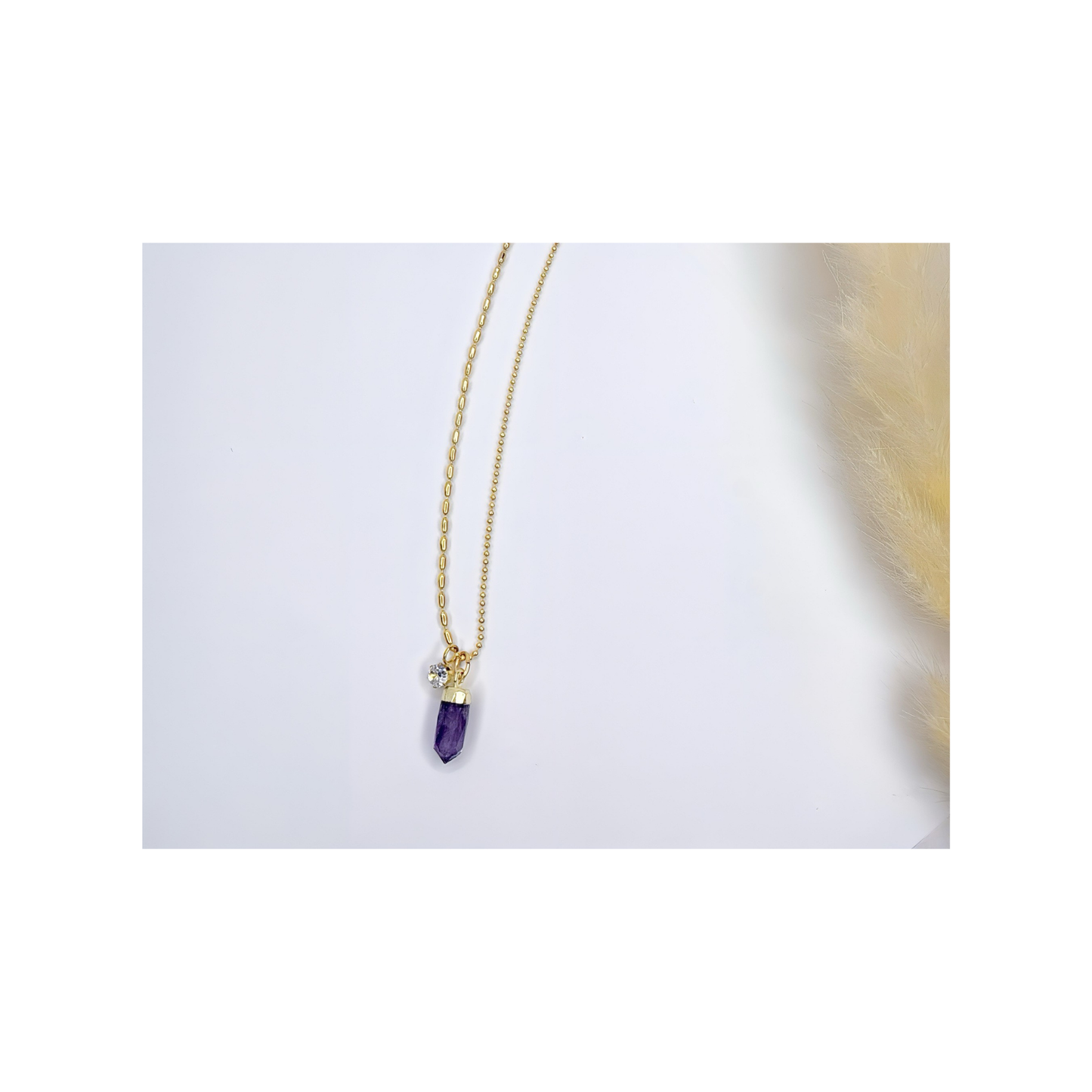 Amethyst Spike Necklace Gold