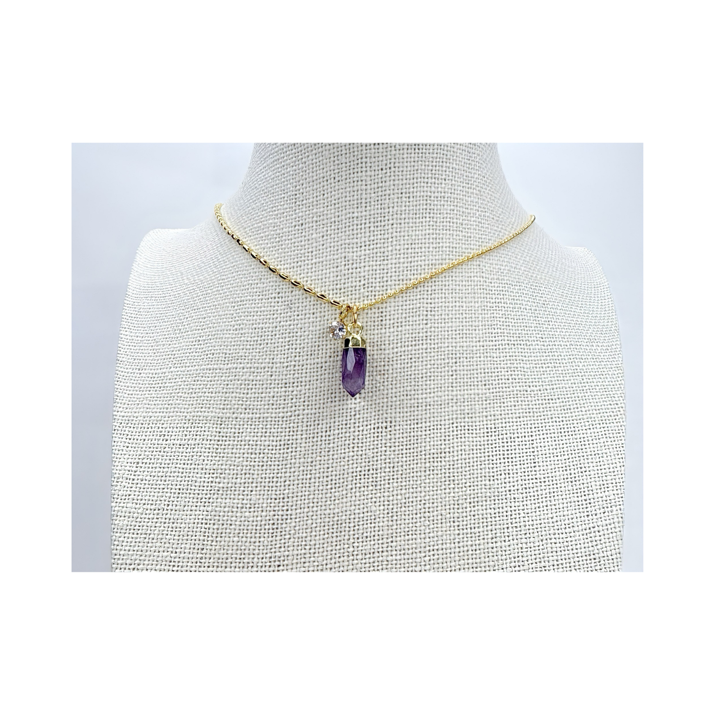 Amethyst Spike Necklace Gold