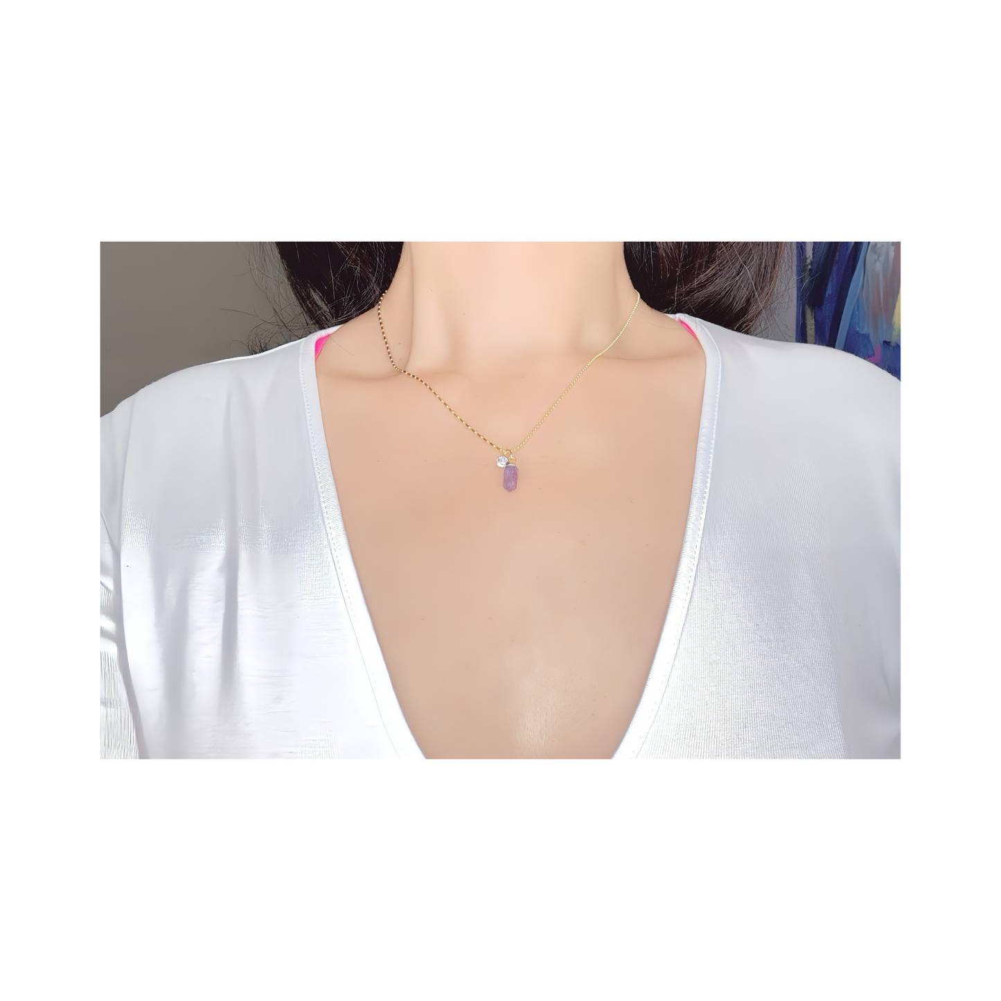 Amethyst Spike Necklace Gold