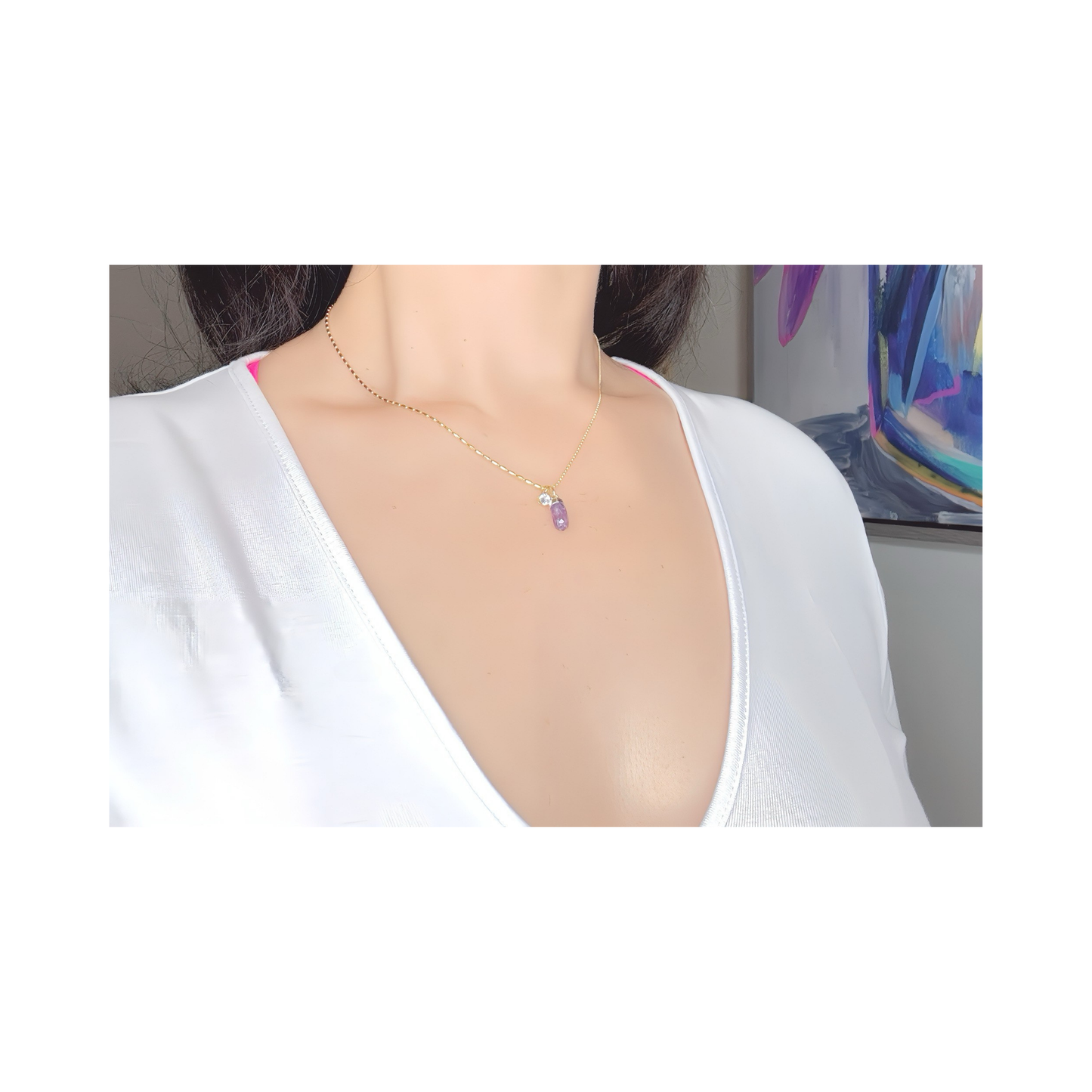 Amethyst Spike Necklace Gold
