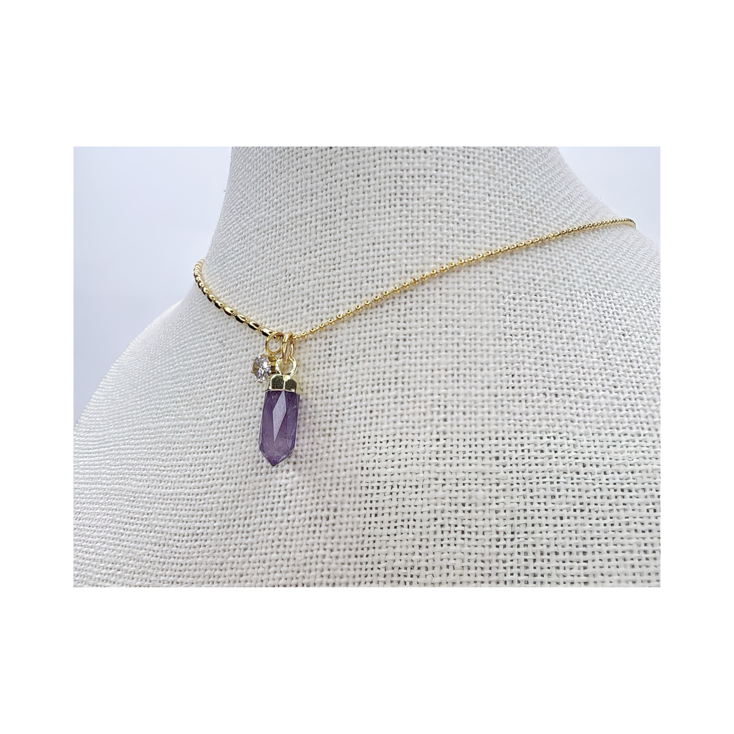 Amethyst Spike Necklace Gold
