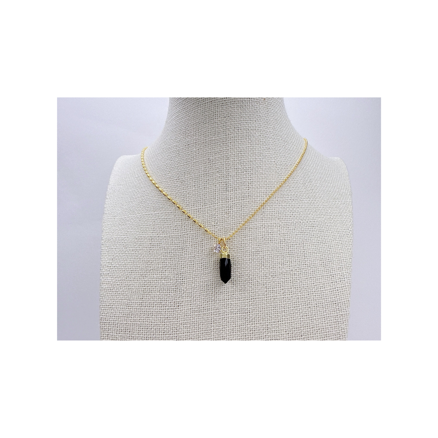Black Onyx Necklace Gold