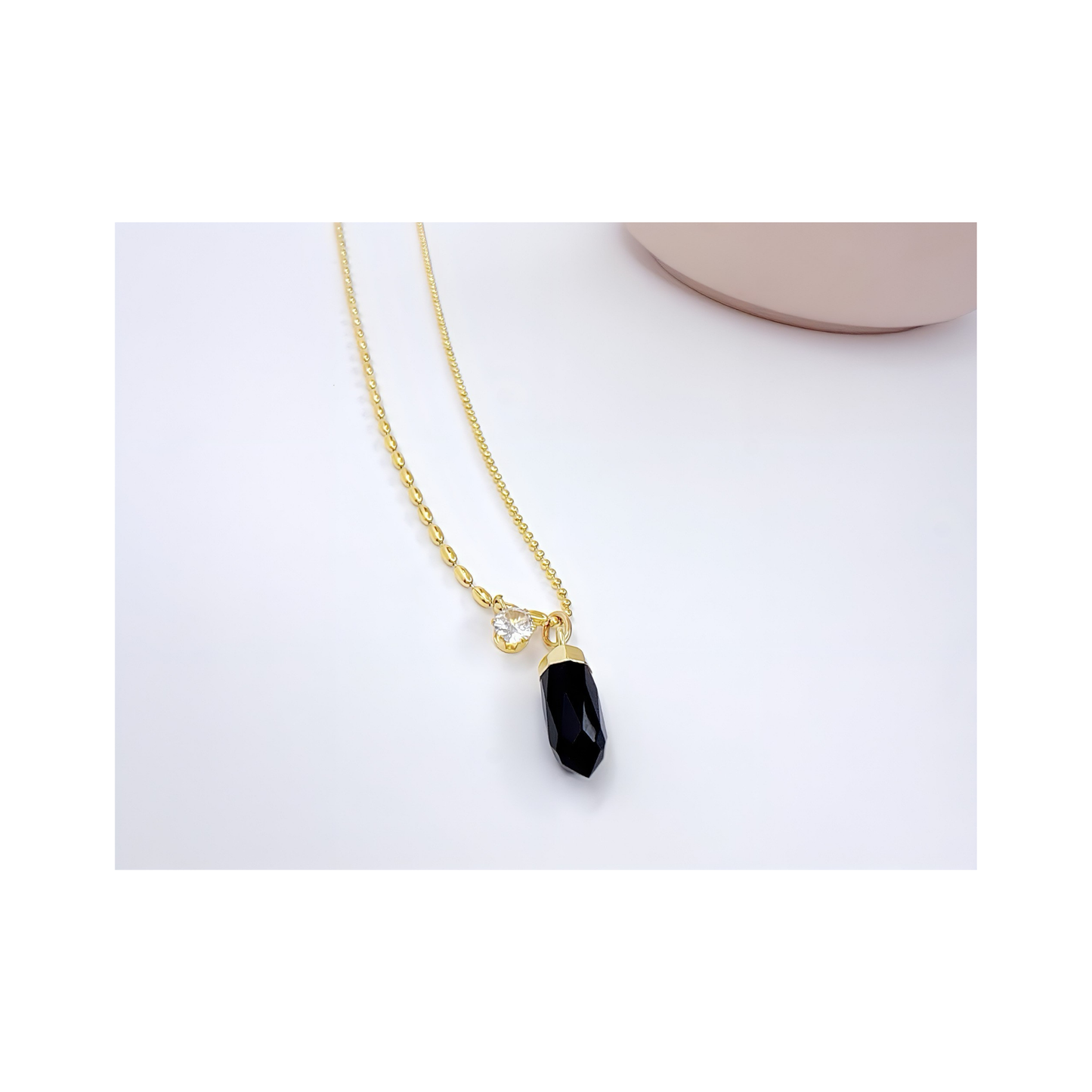 Black Onyx Necklace Gold