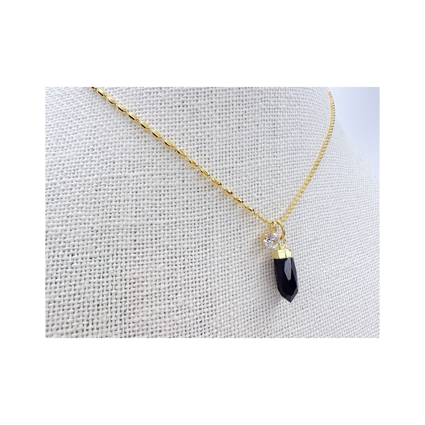 Black Onyx Necklace Gold