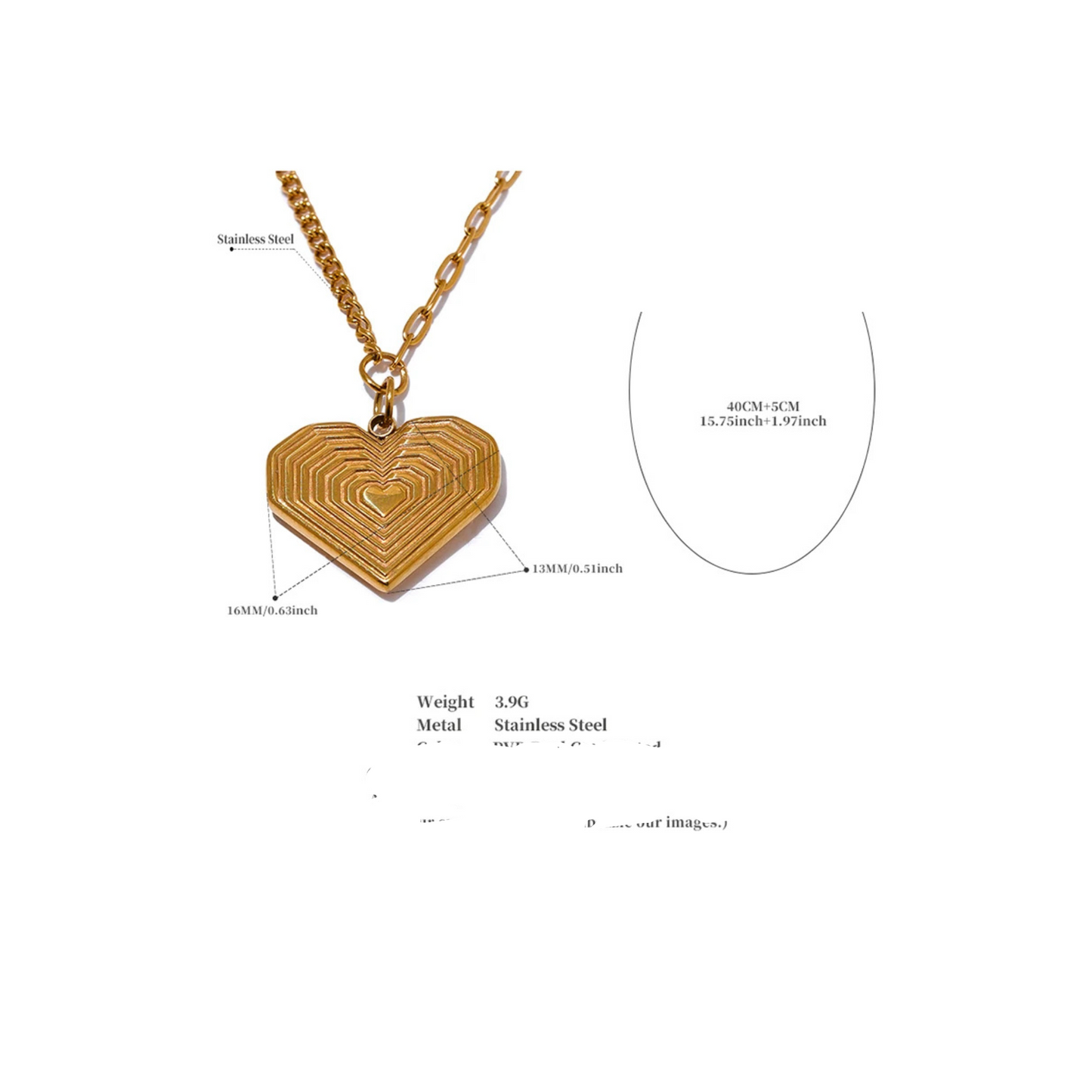 Mixed Chain Heart Necklace
