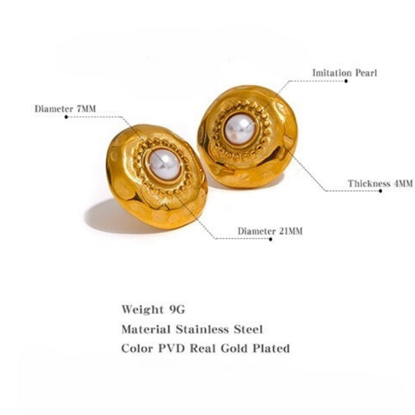 Vintage Style Pearl Button Earrings