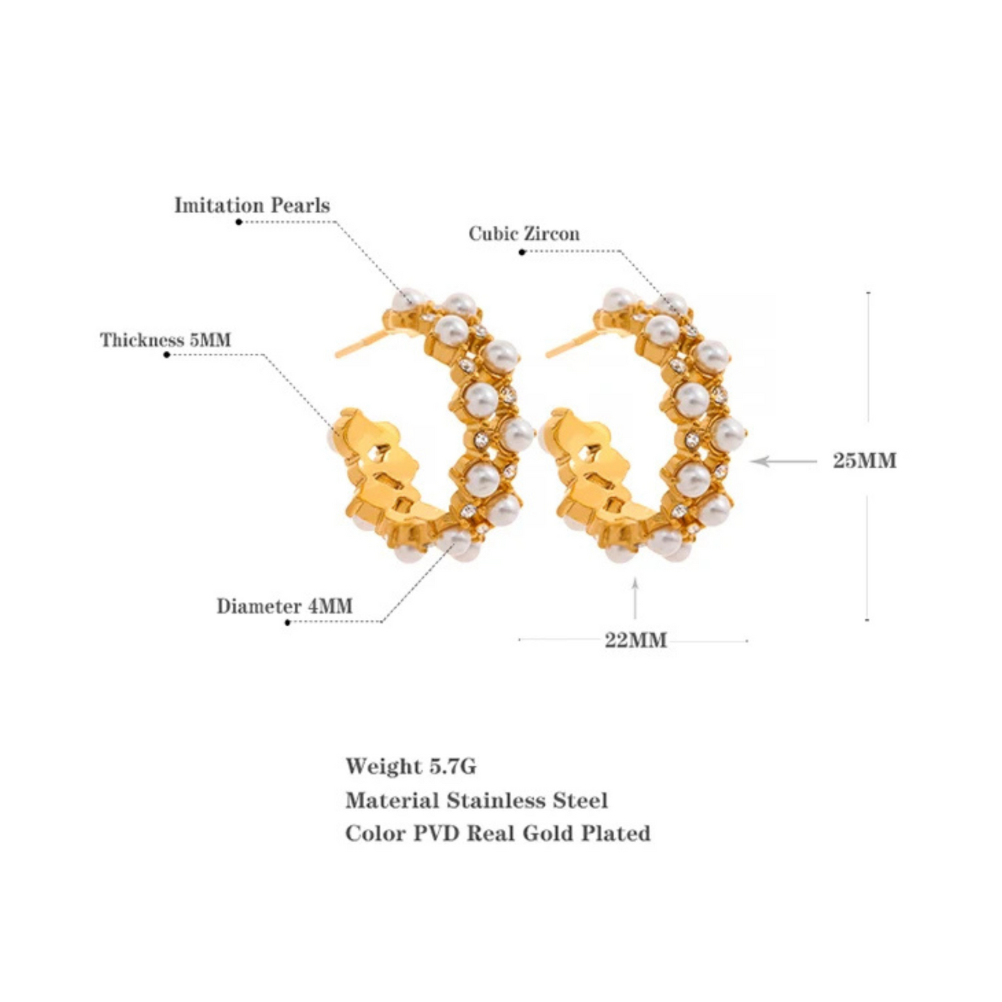 Open Hoop Pearl Earrings