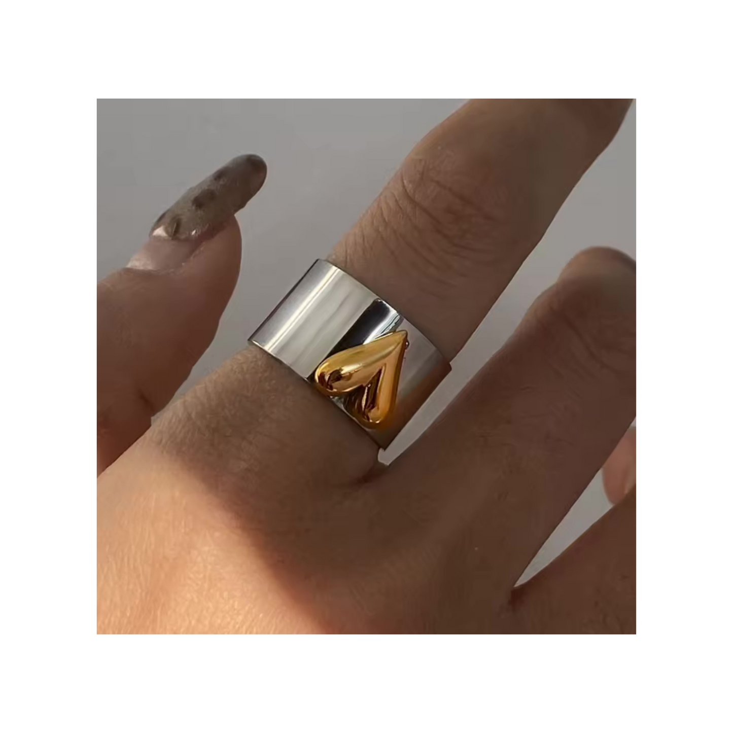 Mixed Metal Heart Ring