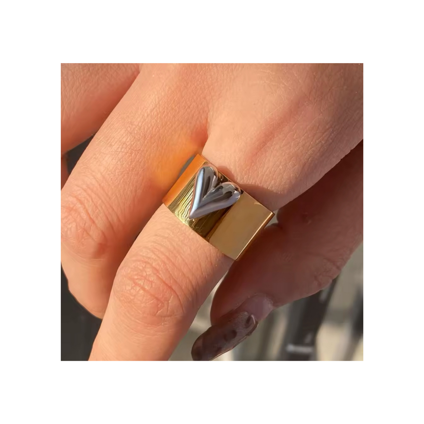 Mixed Metal Heart Ring