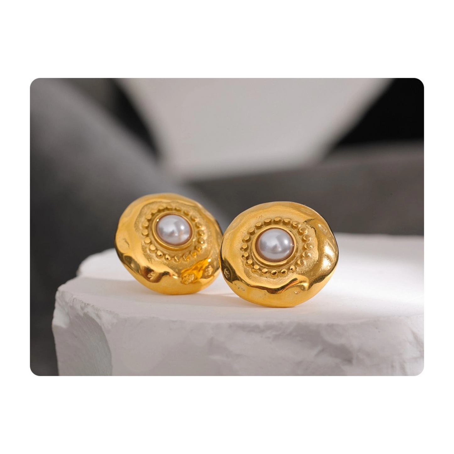 Vintage Style Pearl Button Earrings