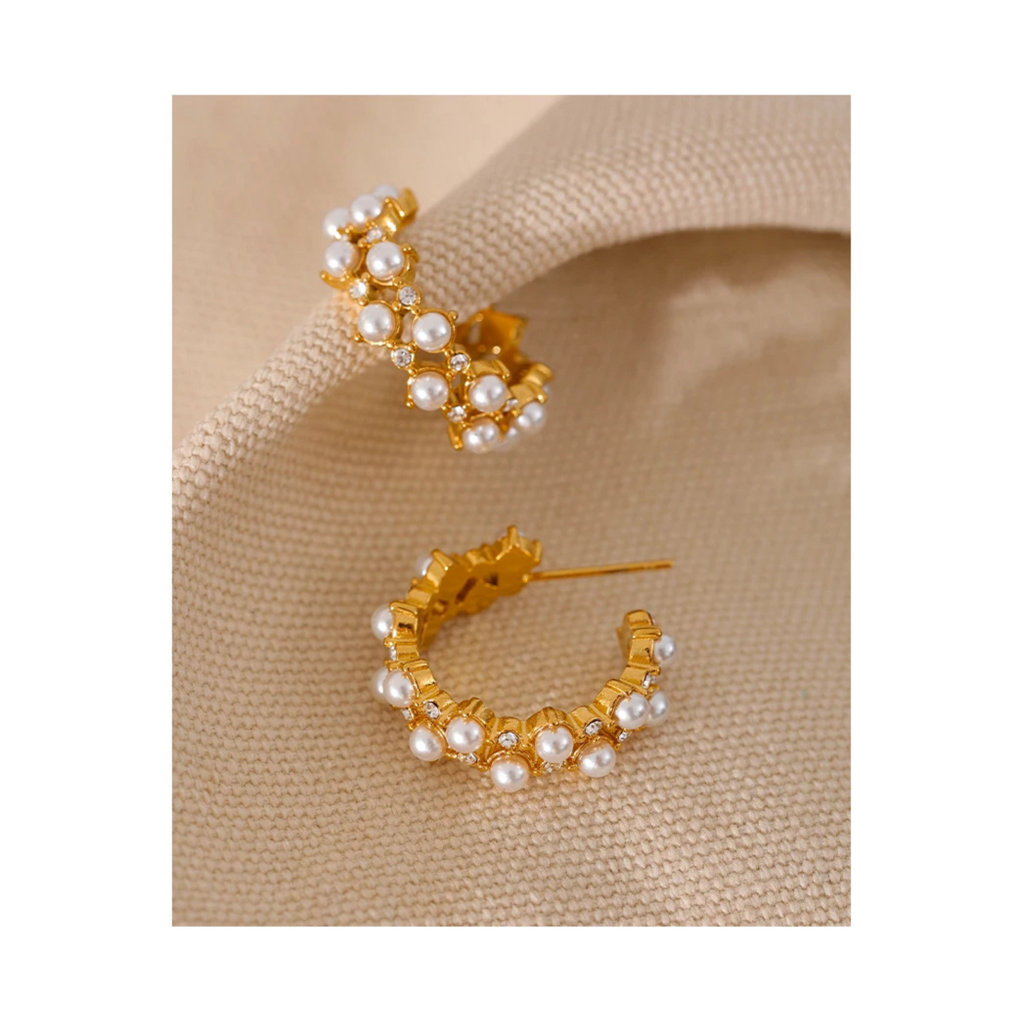 Open Hoop Pearl Earrings