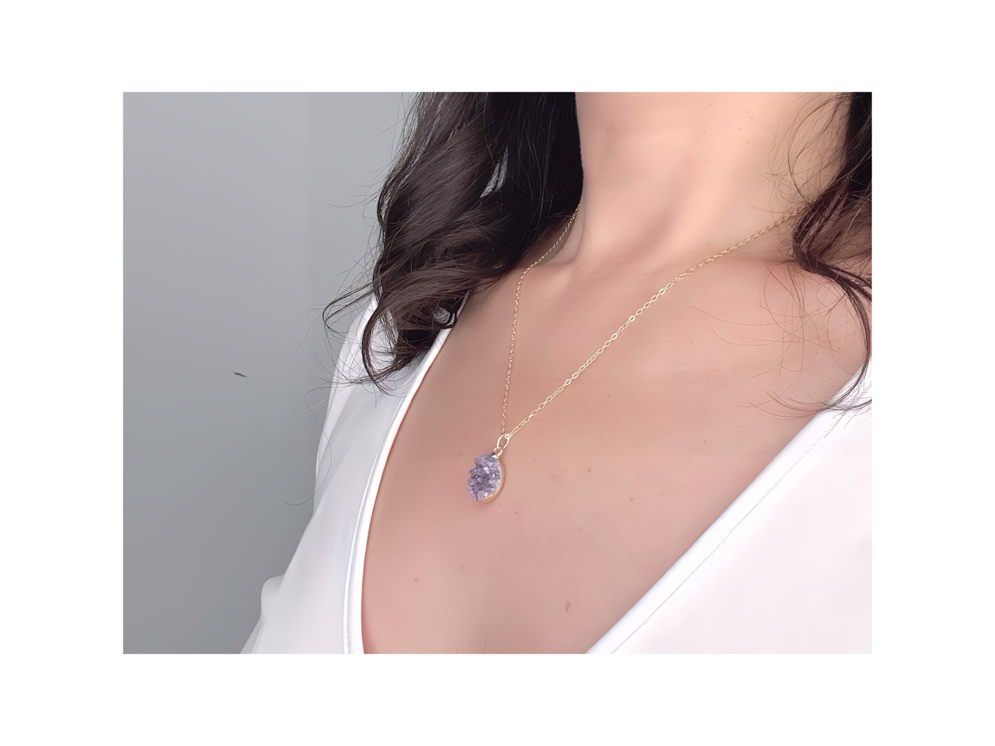 Raw Amethyst Cluster Necklace