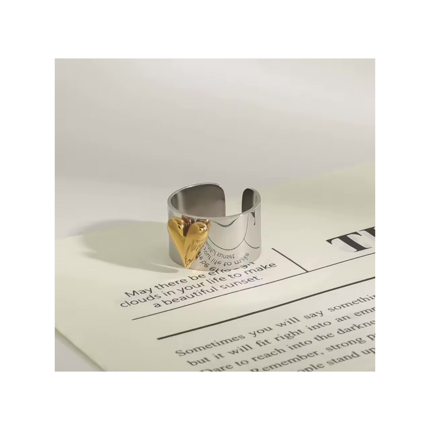 Mixed Metal Heart Ring