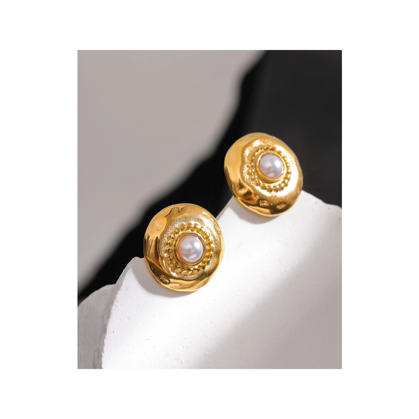 Vintage Style Pearl Button Earrings
