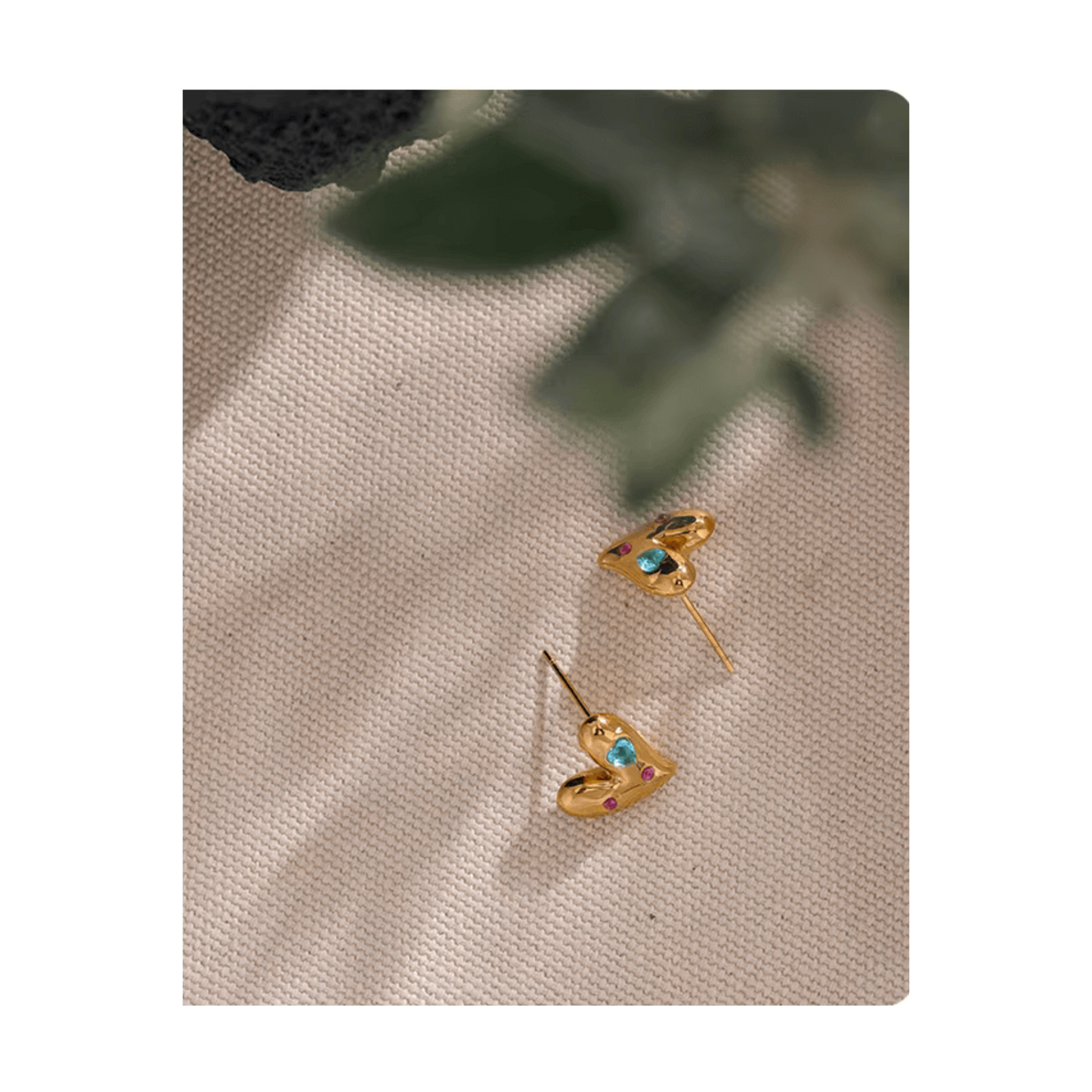 Beautiful Gem Stone Heart Studs