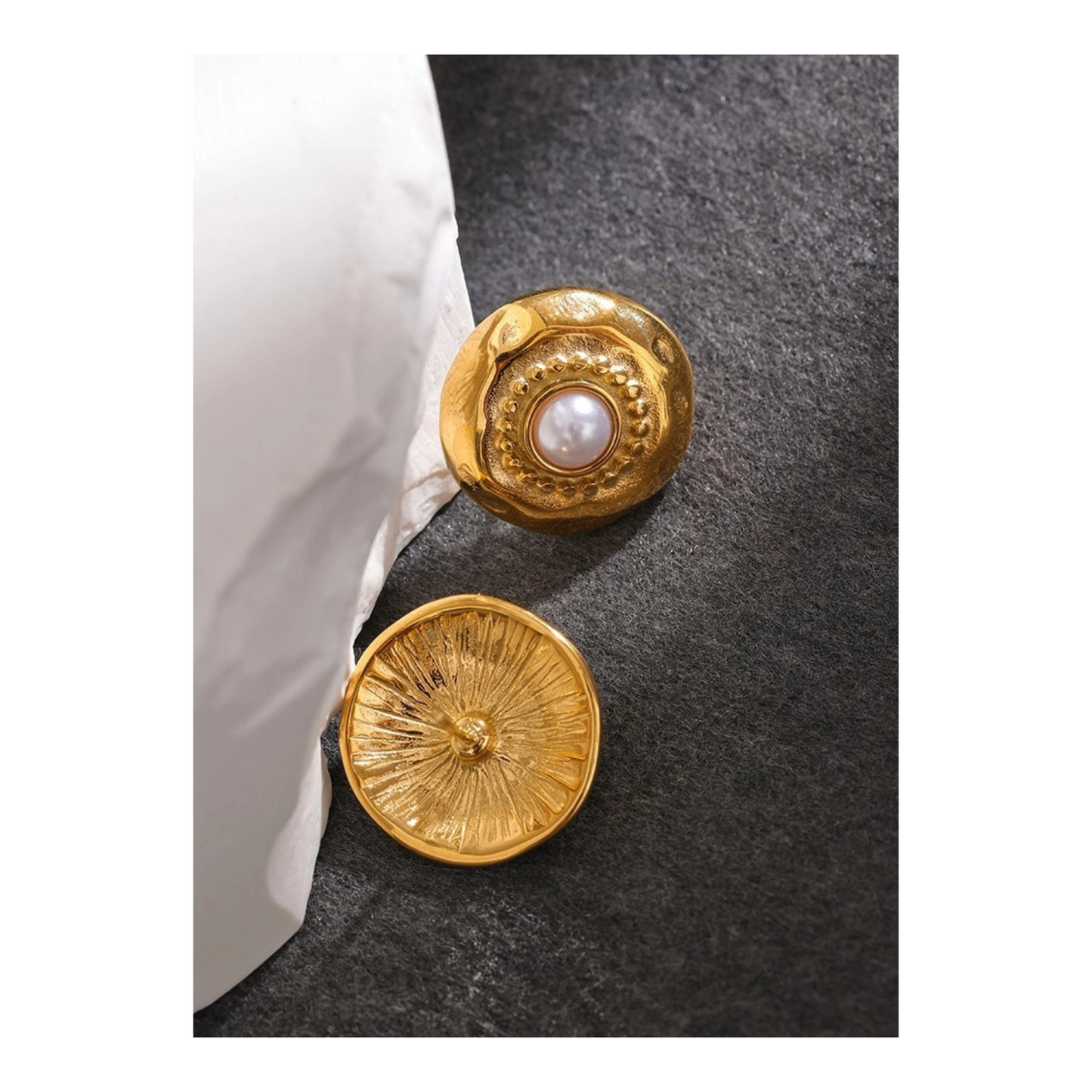 Vintage Style Pearl Button Earrings