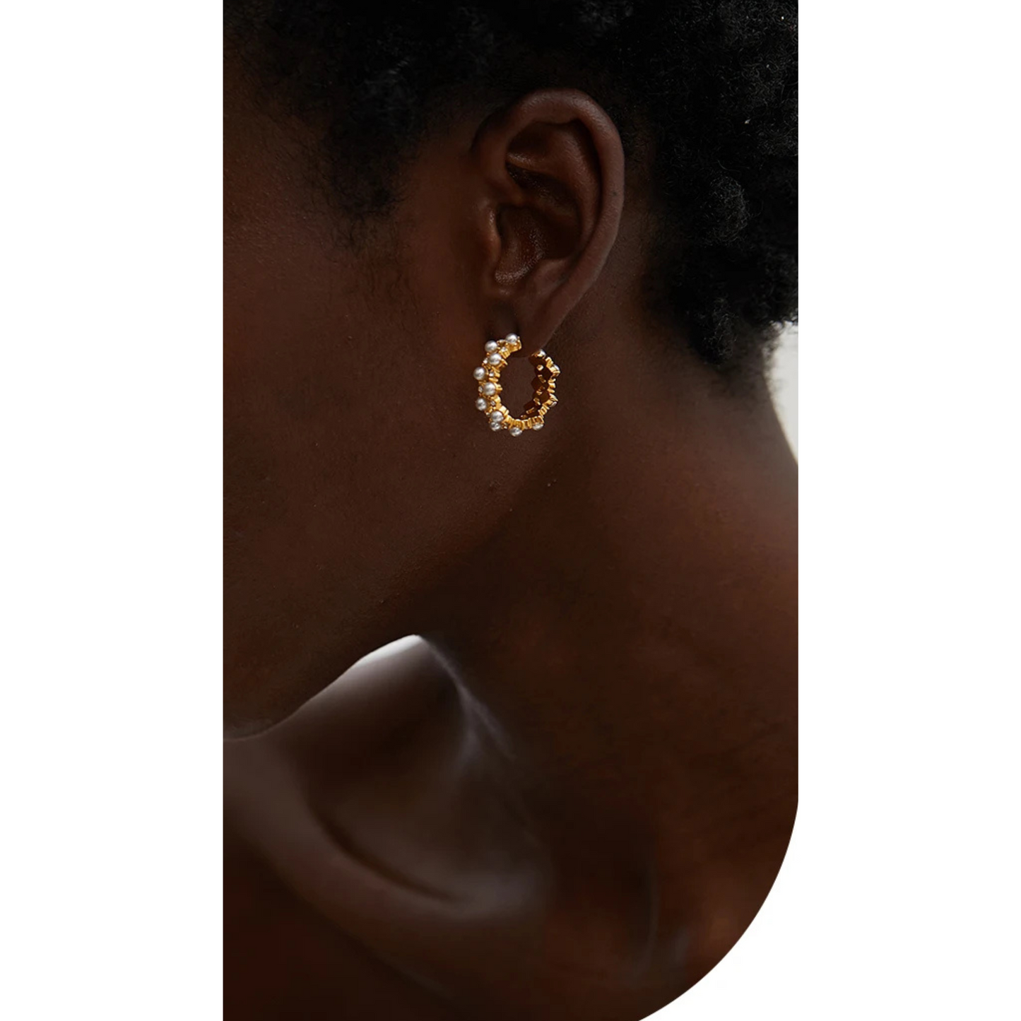 Open Hoop Pearl Earrings