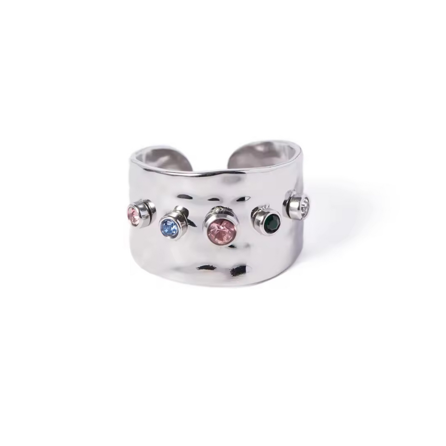 Wide Band Gemstone Ring