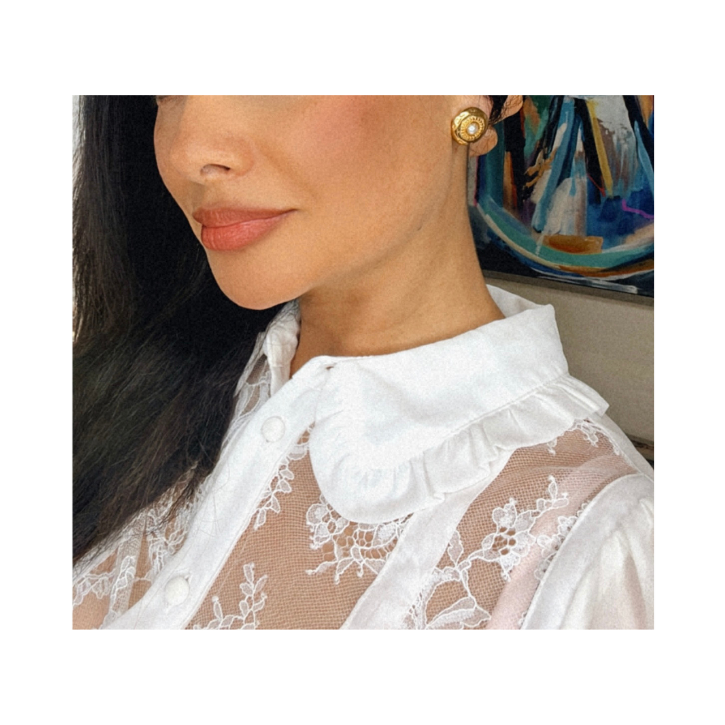 Vintage Style Pearl Button Earrings