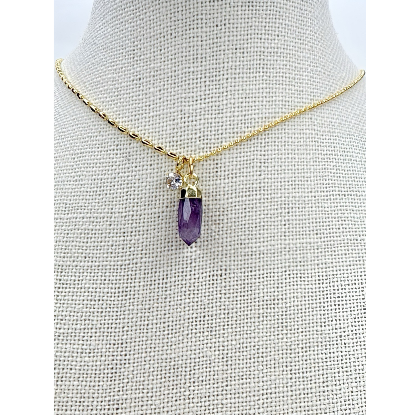 Amethyst Spike Necklace Gold
