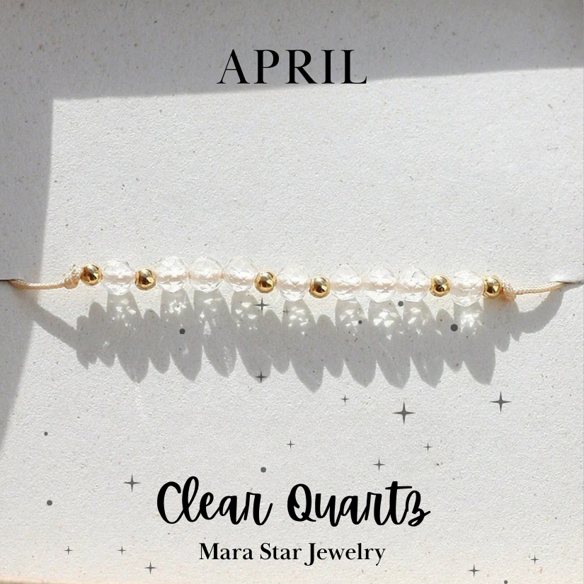 April Birthstone Bracelet Clear Quartz