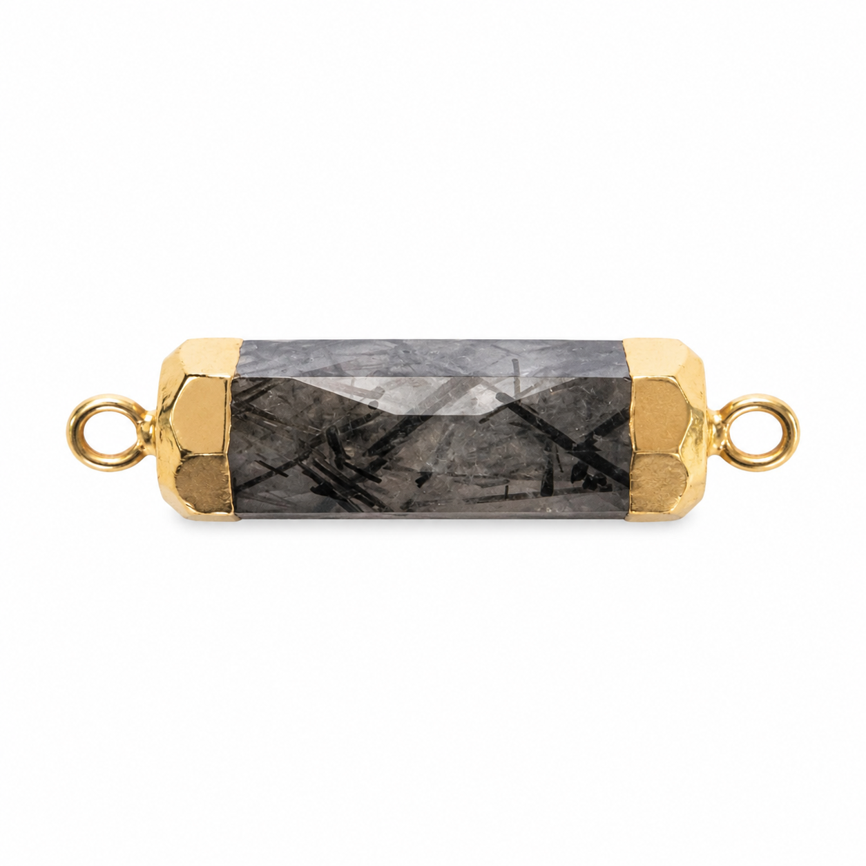 Onyx and Tourmalinated Quartz Gemstone Bracelet