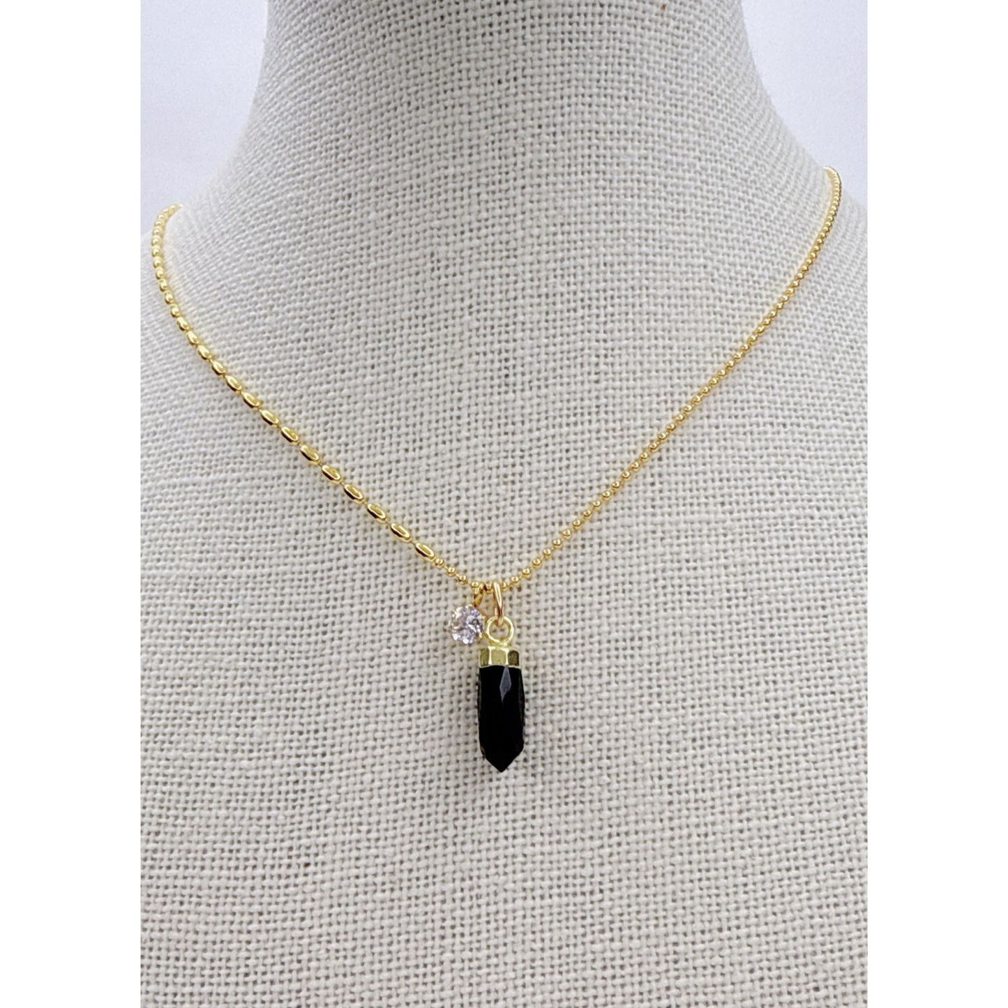 Black Onyx Necklace Gold