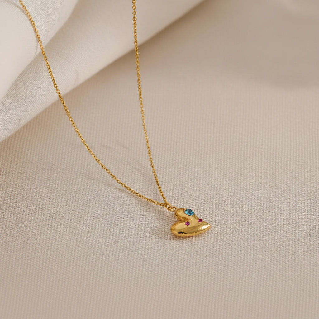 Colourful Gem Heart Necklace