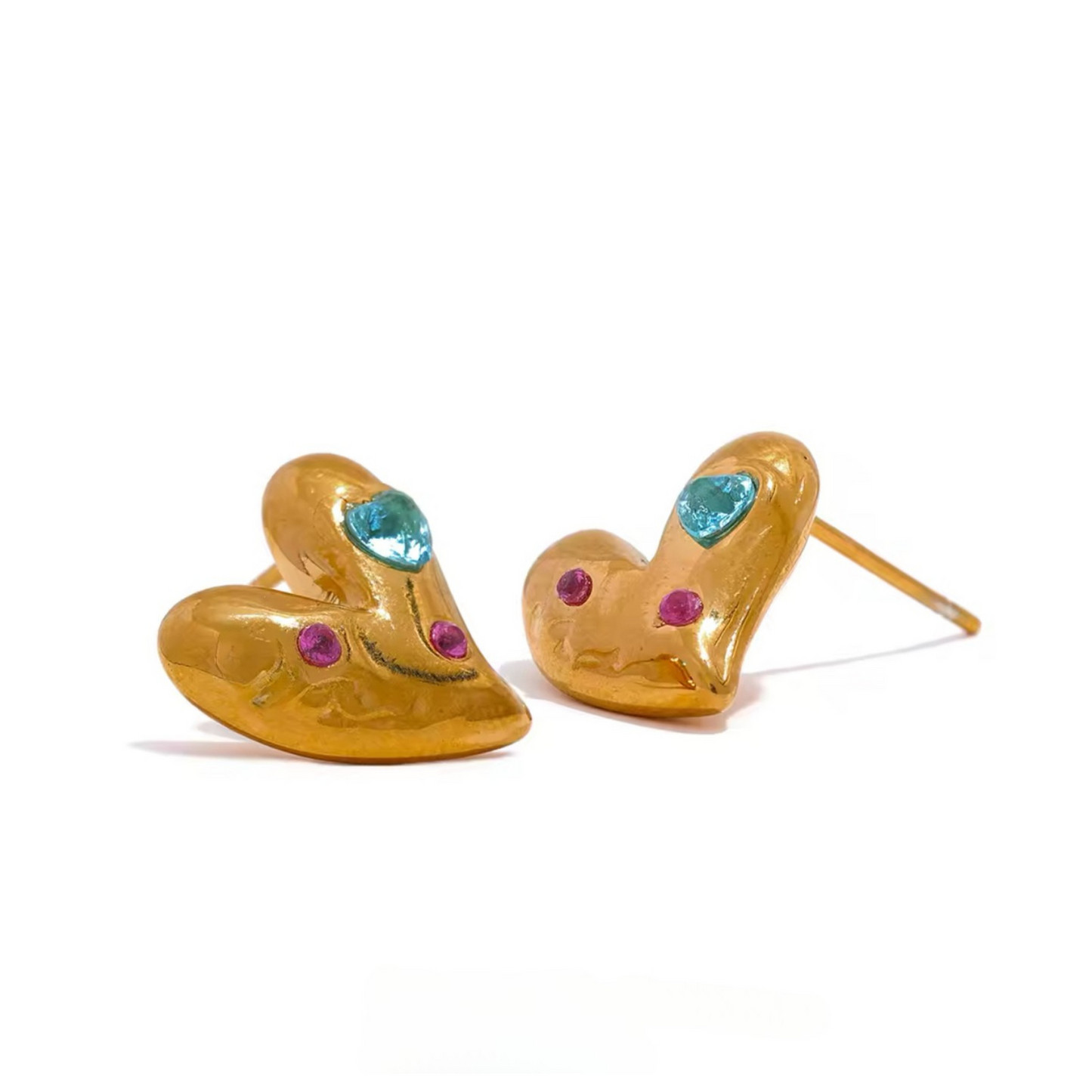 Beautiful Gem Stone Heart Studs