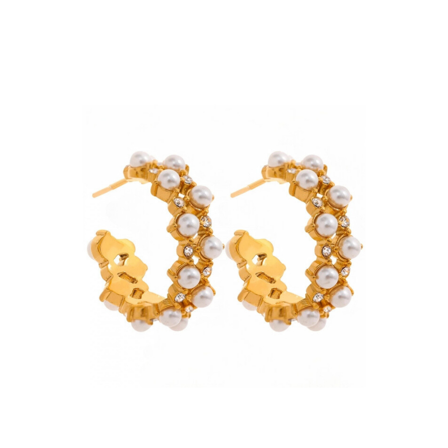 Open Hoop Pearl Earrings