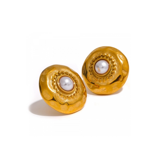 Vintage Style Pearl Button Earrings