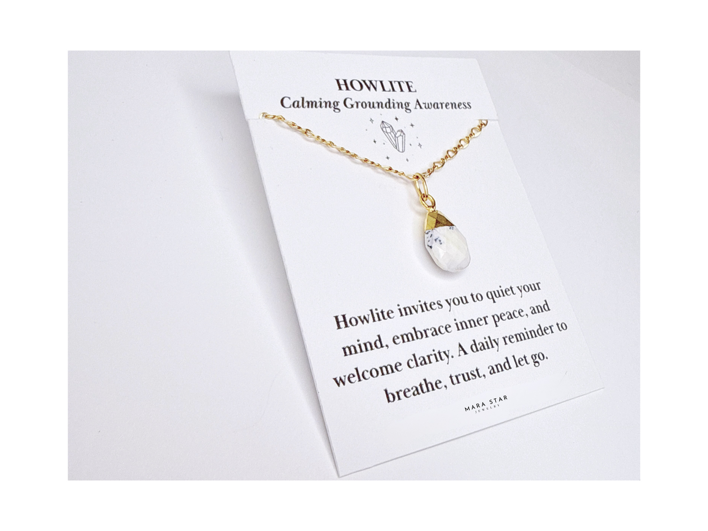 14K Gold Filled Howlite Briolette Teardrop Necklace