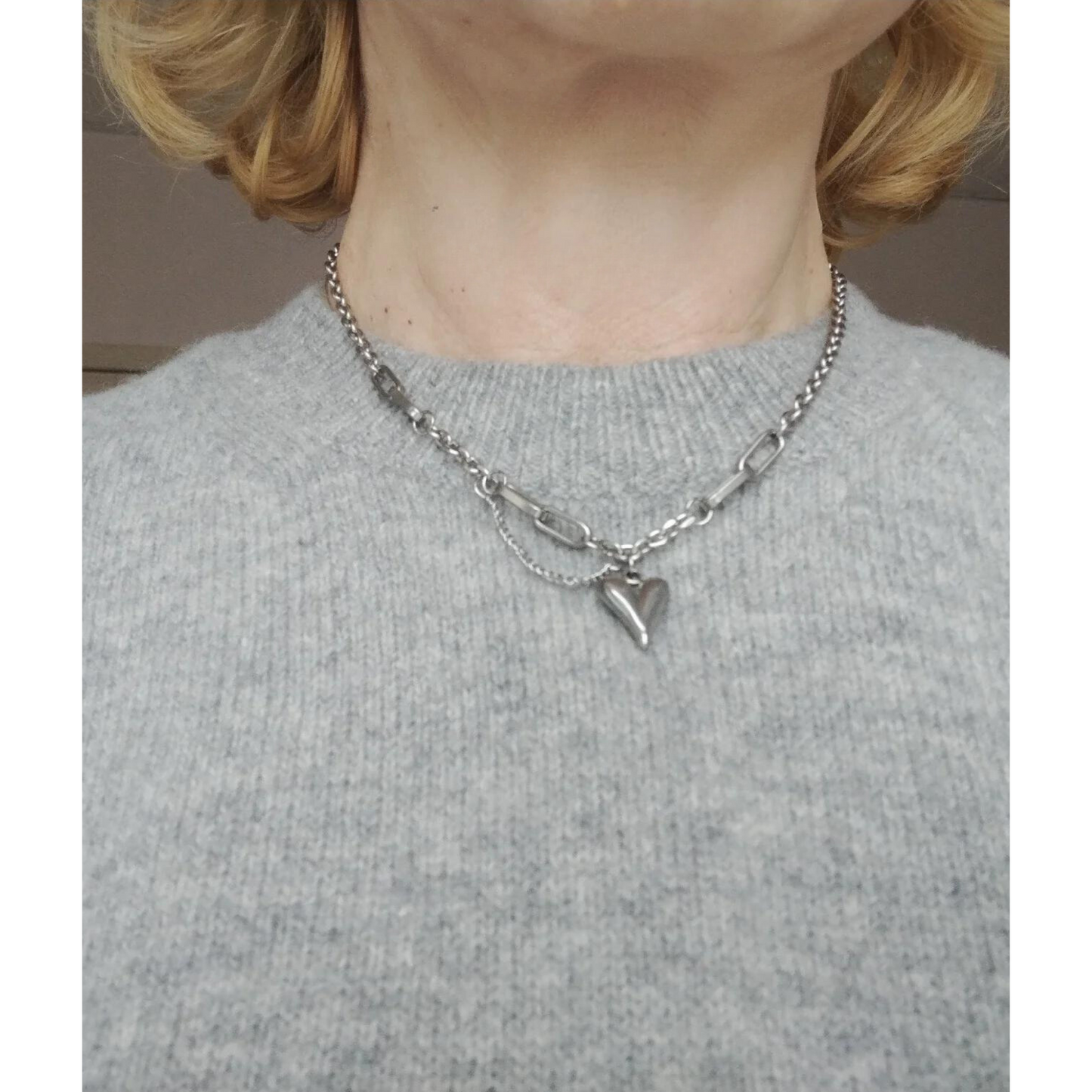 Stylish Mixed Chain Heart Necklace