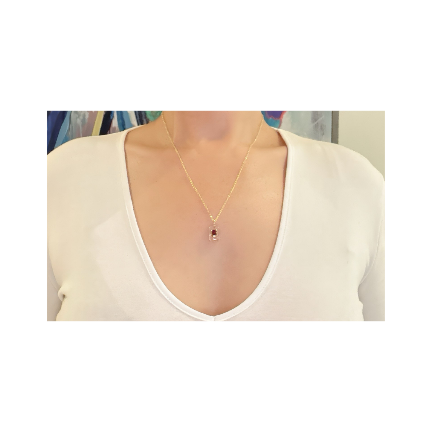 Rose Quartz Garnet Gold Vermeil Necklace