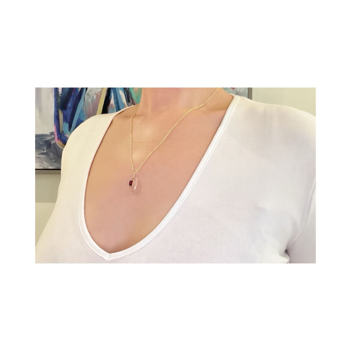 Rose Quartz Garnet Gold Vermeil Necklace