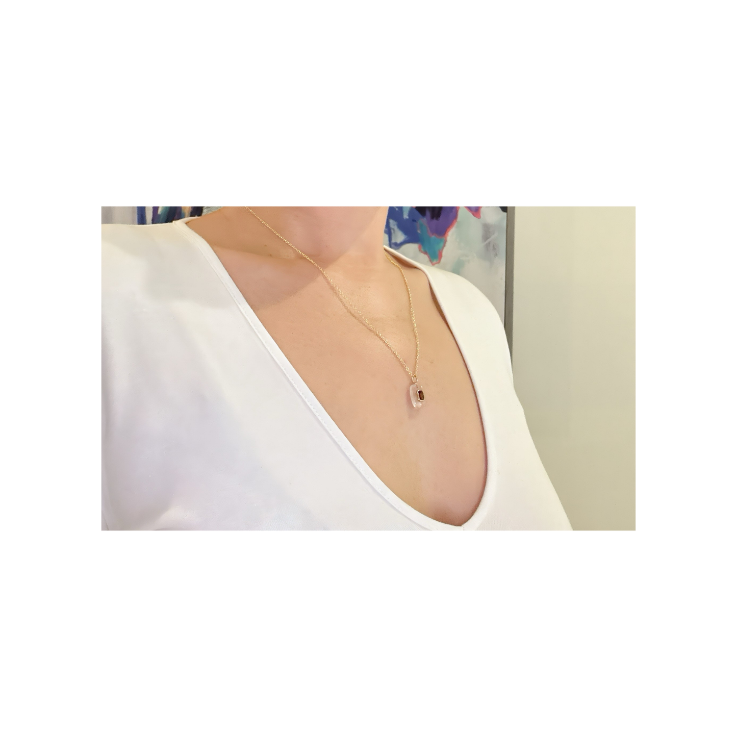 Rose Quartz Garnet Gold Vermeil Necklace