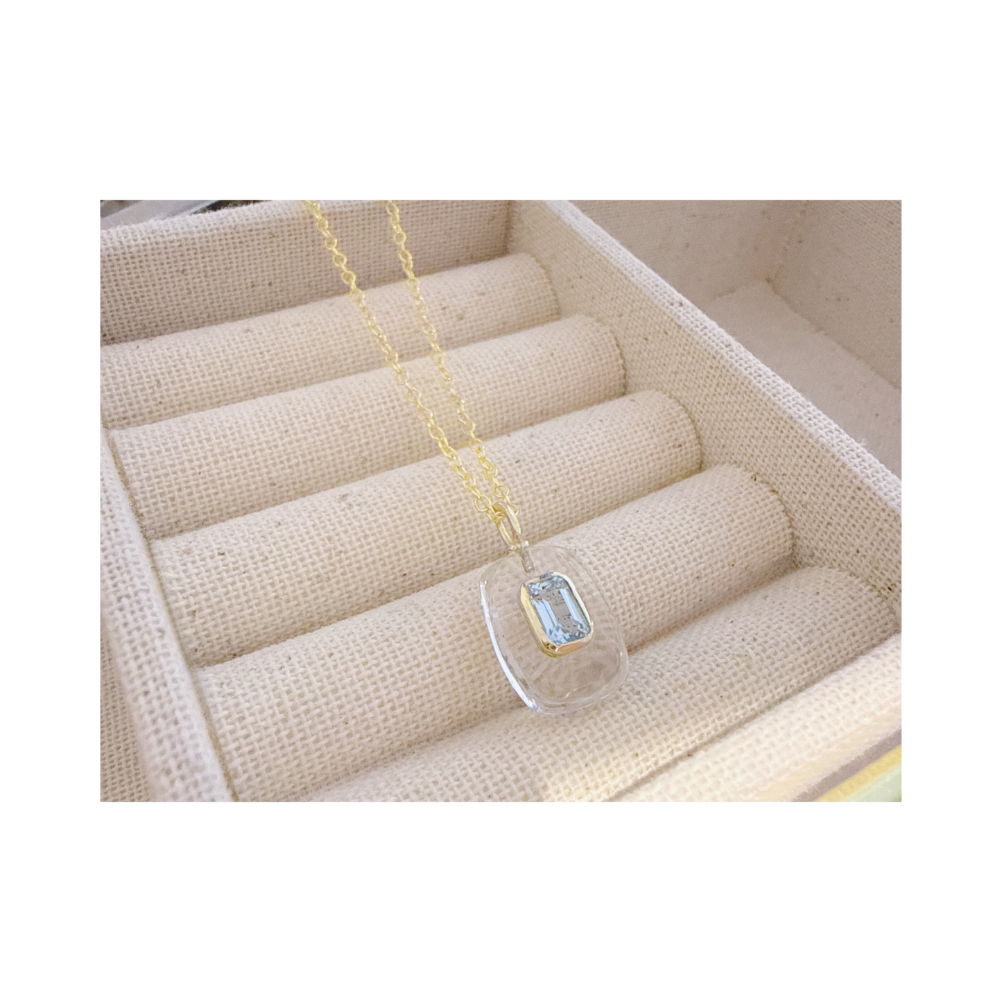 Crystal Quartz Blue Topaz Pendant Necklace: 18K Gold Vermeil Sterling Silver