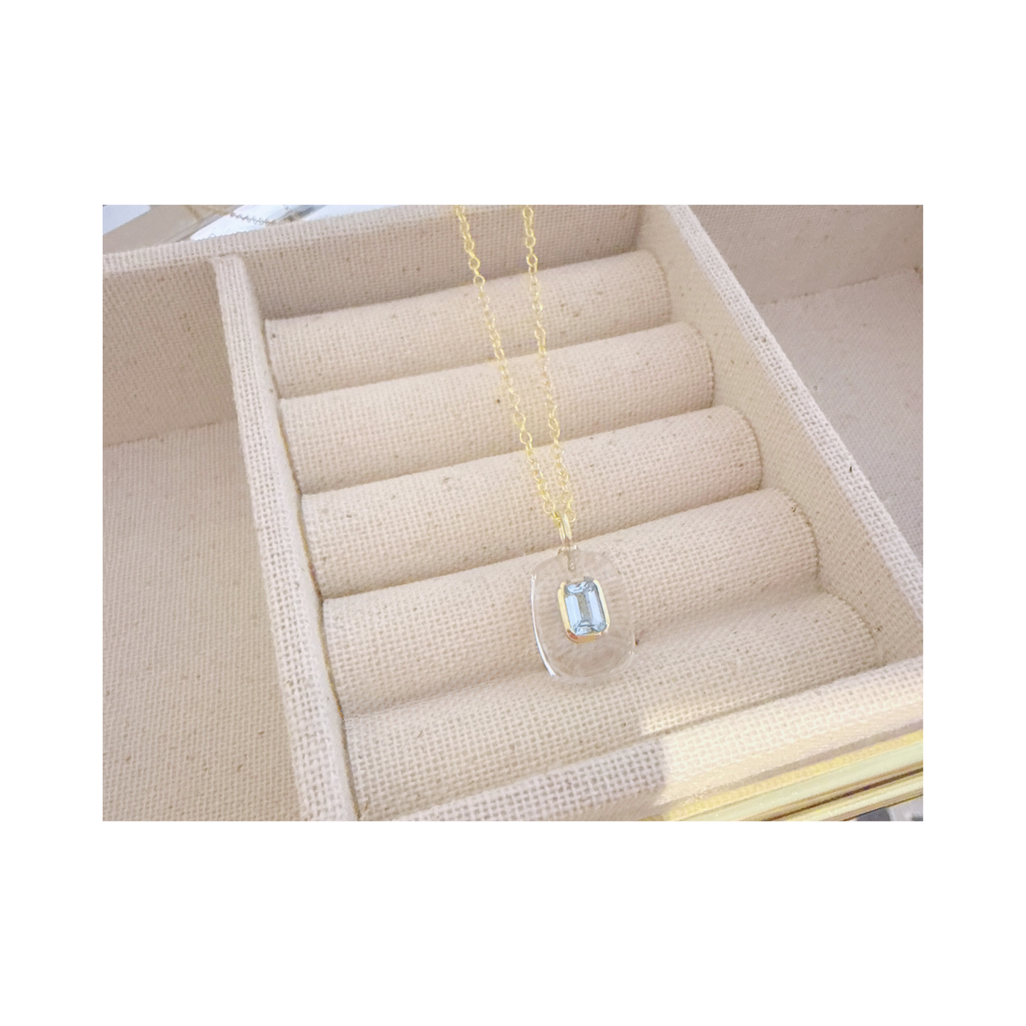 Crystal Quartz Blue Topaz Pendant Necklace: 18K Gold Vermeil Sterling Silver