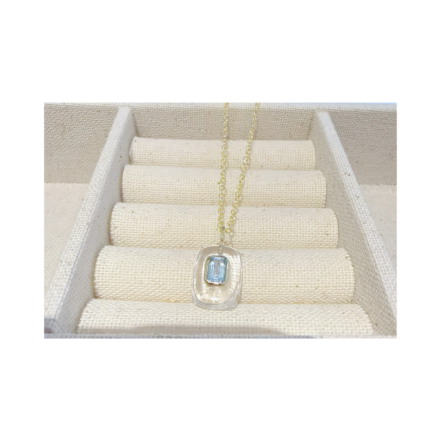 Crystal Quartz Blue Topaz Pendant Necklace: 18K Gold Vermeil Sterling Silver