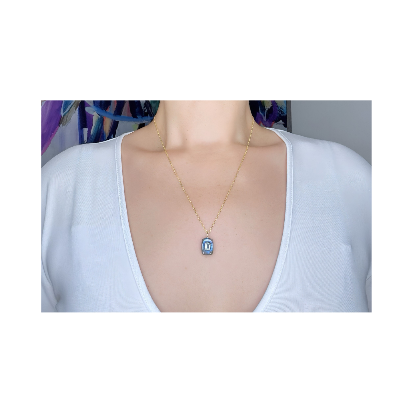Labradorite Blue Topaz Pendant Necklace: 18K Gold Vermeil Sterling Silver