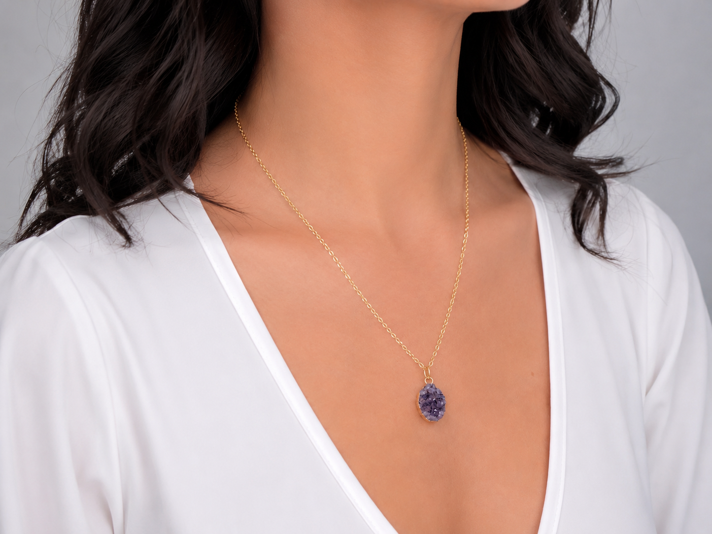 Raw Amethyst Cluster Necklace