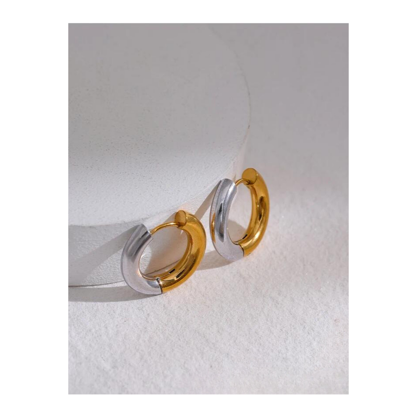 Mixed Metal Huggie Hoop Earrings