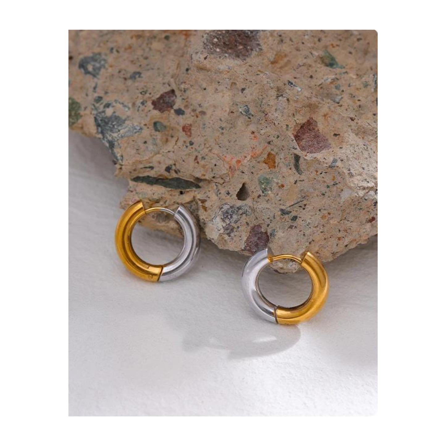 Mixed Metal Huggie Hoop Earrings