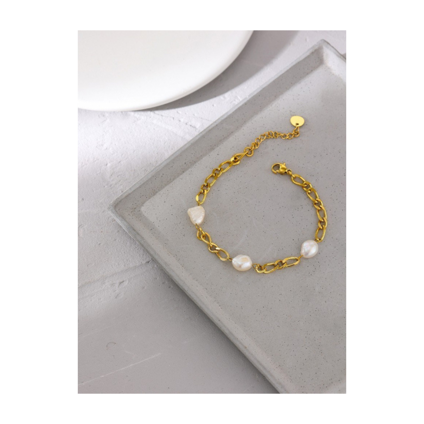 Gold Chain & Freshwater Pearl Bracelet
