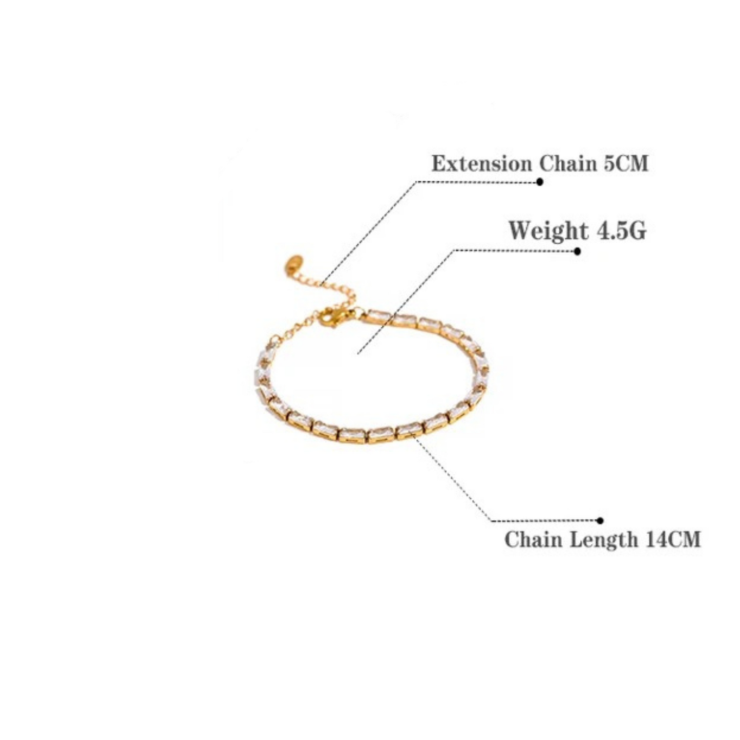 Baguette Cut Jewel Bracelet (comes in green jewels as well)