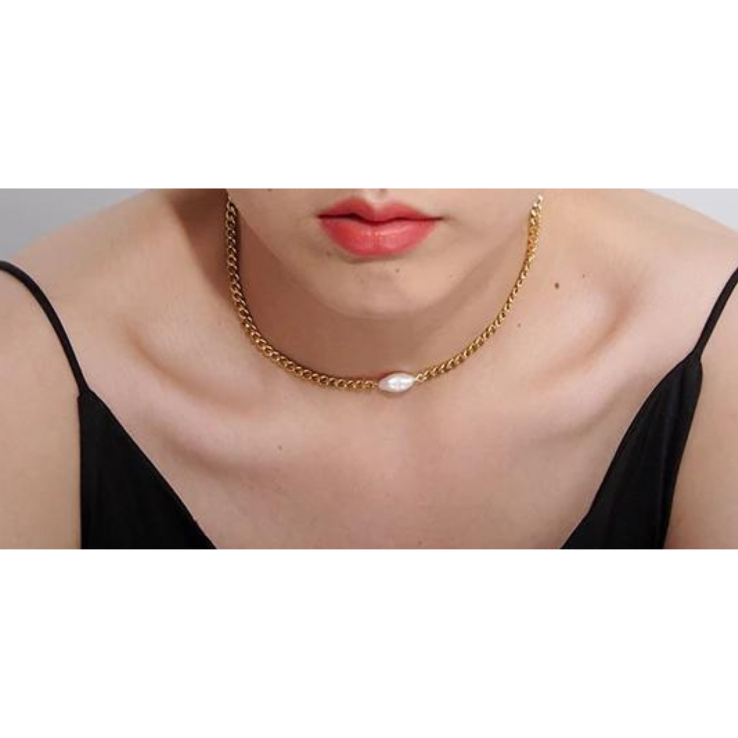 Curb Chain Pearl Necklace